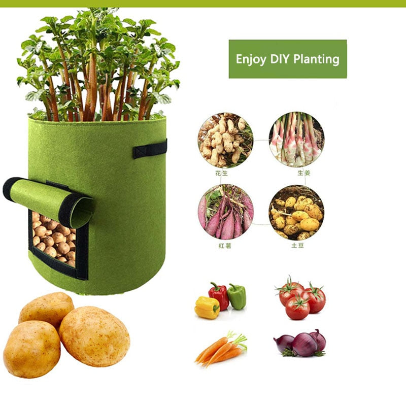 Potato Pot Plant Grow Bags Jardin  Planting Bag Home Garden Fruit  Fabric Plants Growing Moisturizing 4/7/10 Gallon