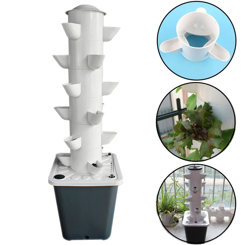 DIY Balcony Hydroponic Growing System Detachable PP Colonization Cups Greenhouse Vertical Tower Planters