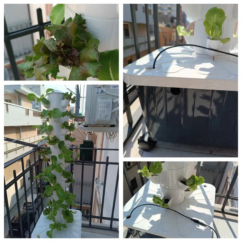 DIY Balcony Hydroponic Growing System Detachable PP Colonization Cups Greenhouse Vertical Tower Planters