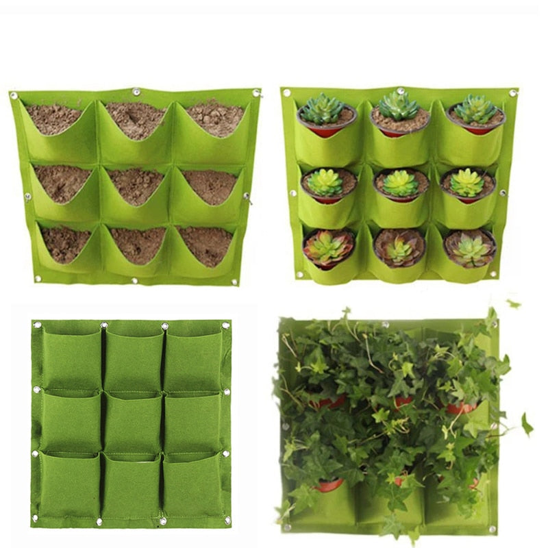 Green Pockets Growing Planter Bags Vertical Vegetable Garden Living Room Garden Bag Seedling Wall Hanging Plant Growing Bags