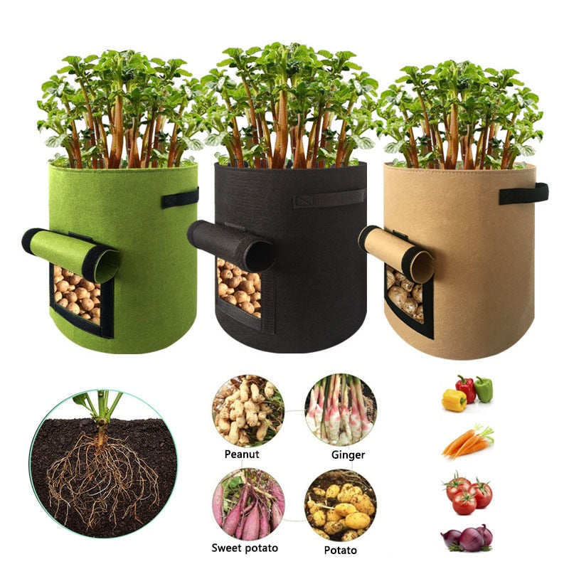 Potato Pot Plant Grow Bags Jardin  Planting Bag Home Garden Fruit  Fabric Plants Growing Moisturizing 4/7/10 Gallon